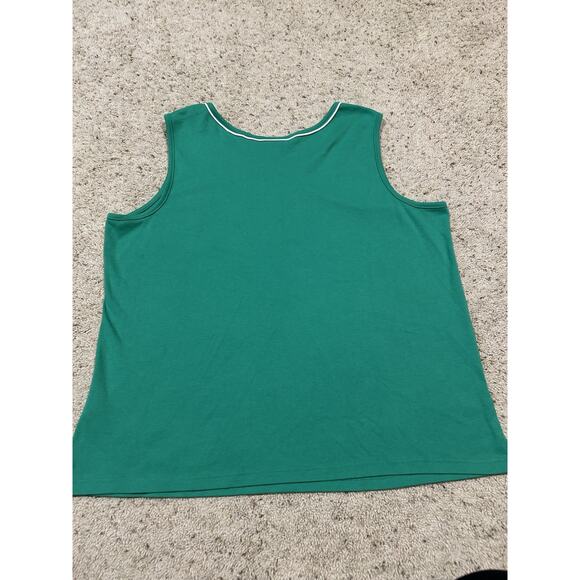 Quacker Factory Tank Top XL Embellished Pullover Casual Resort Green Q25 - Picture 3 of 7
